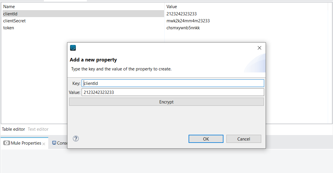 Select each property to encrypt