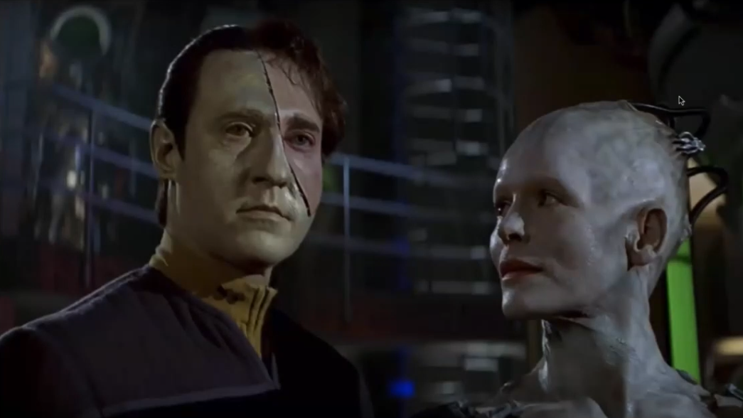 Lieutenant Commander Data with the Borg Queen