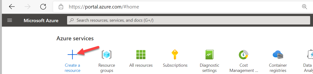 Creating ACR with Azure portal: Snapshot 1