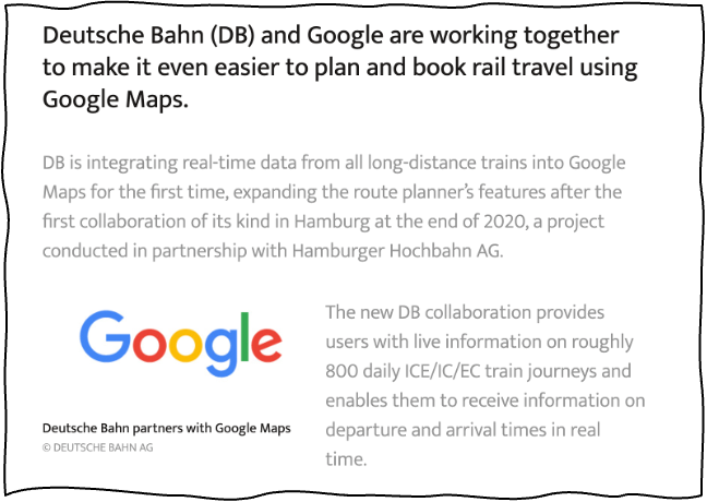 Deutsche Bahn partnership with Google 