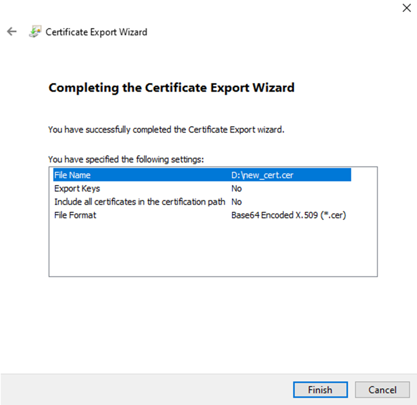 Certificate Export Wizard