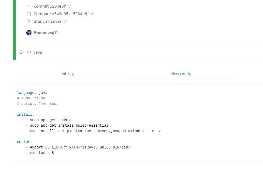 screenshot of view config with code