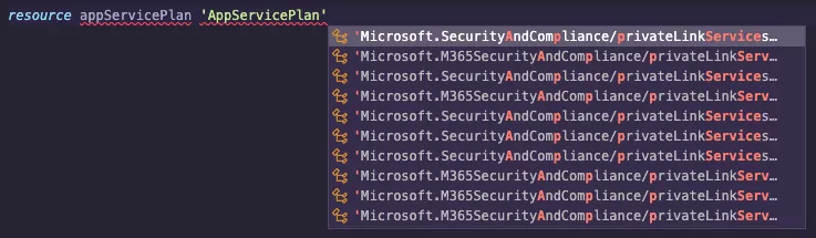 IntelliSense of Bicep Extension