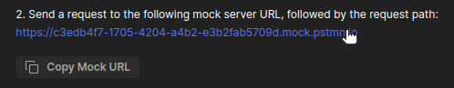 Mock server URL screenshot.