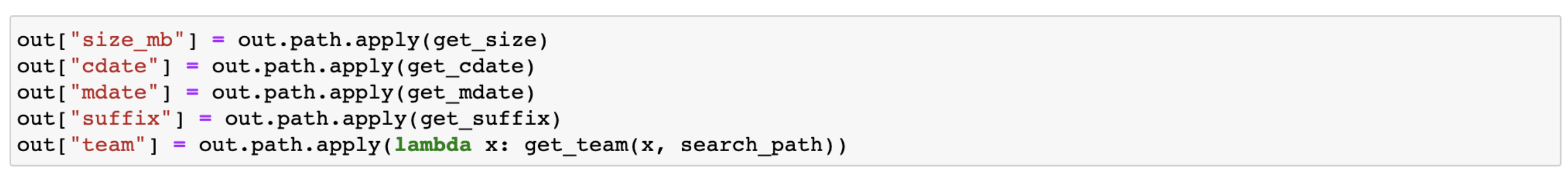 Calculating information for each file