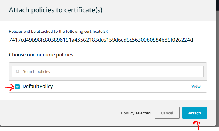 Creating AWS IoT Policy - Snapshot 5