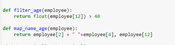 Pipeline code for filtering and mapping data