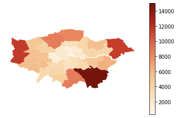 Map of London boroughs