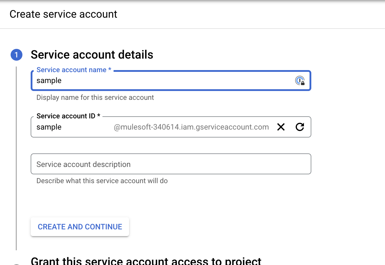 Creating a service account