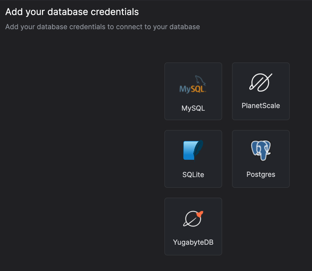 Database credentials
