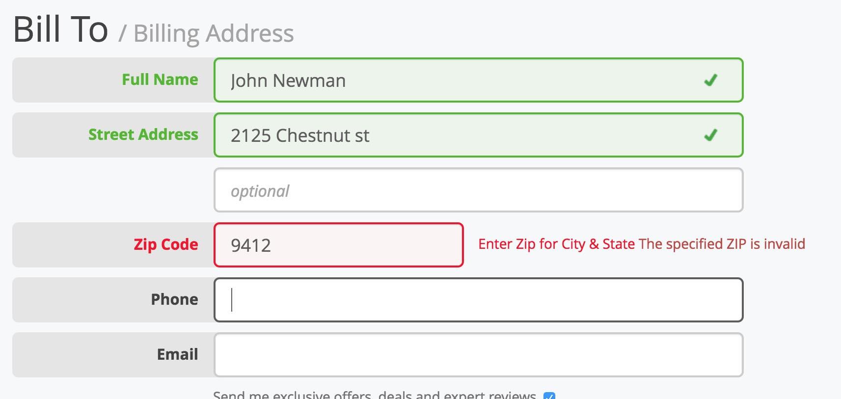 Good example of color contrast on forms