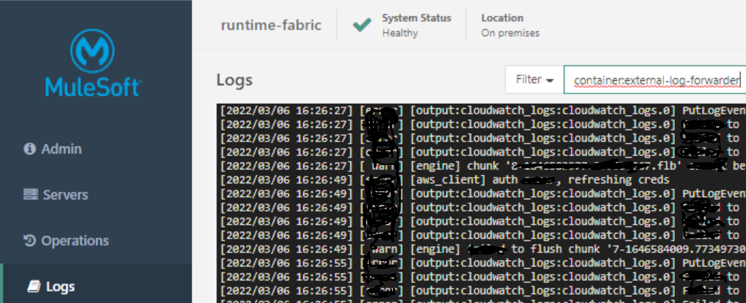 MuleSoft Logs screenshot