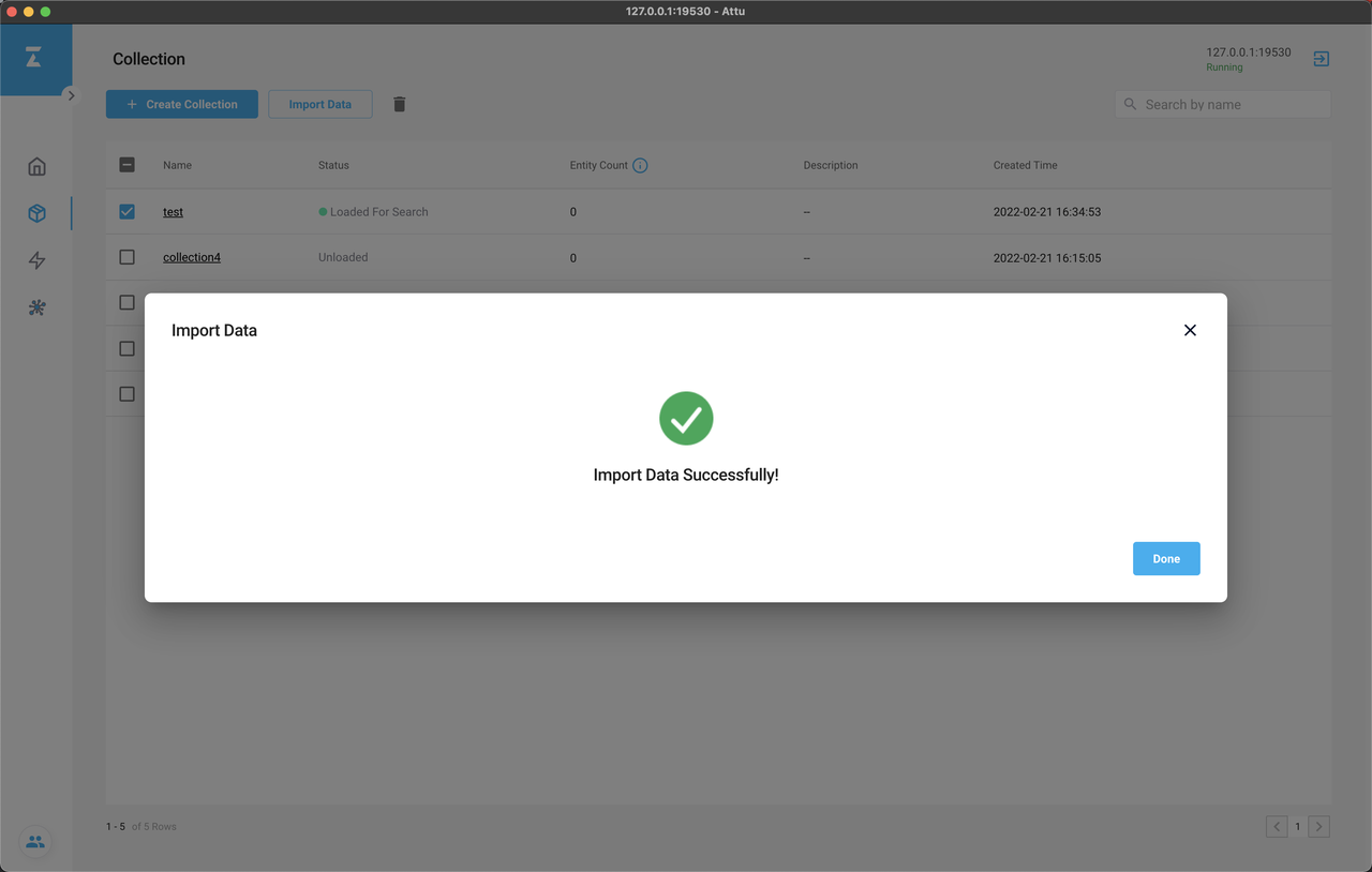 Import data with Attu.