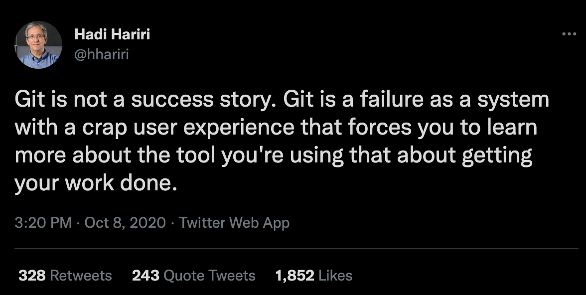 Twitter: "Git is not a success story..."