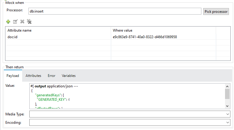 Setting the payload and simulating the database response
