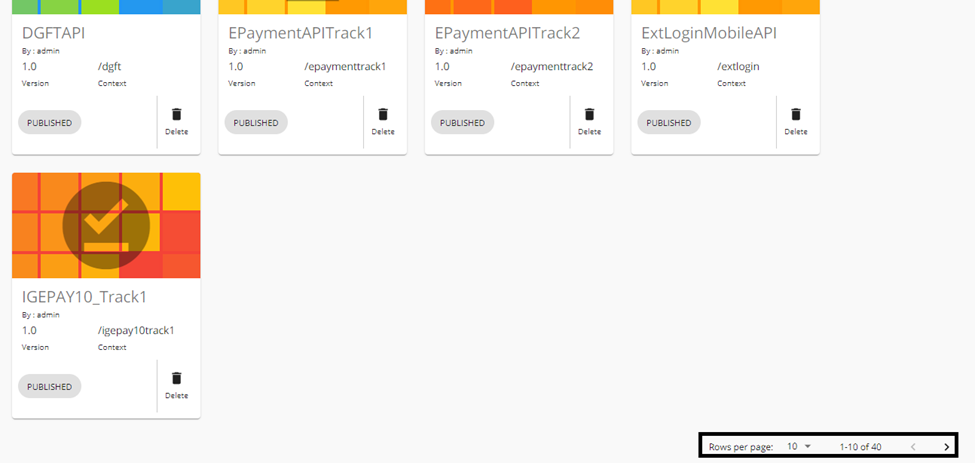 screenshot of all APIs that are visible