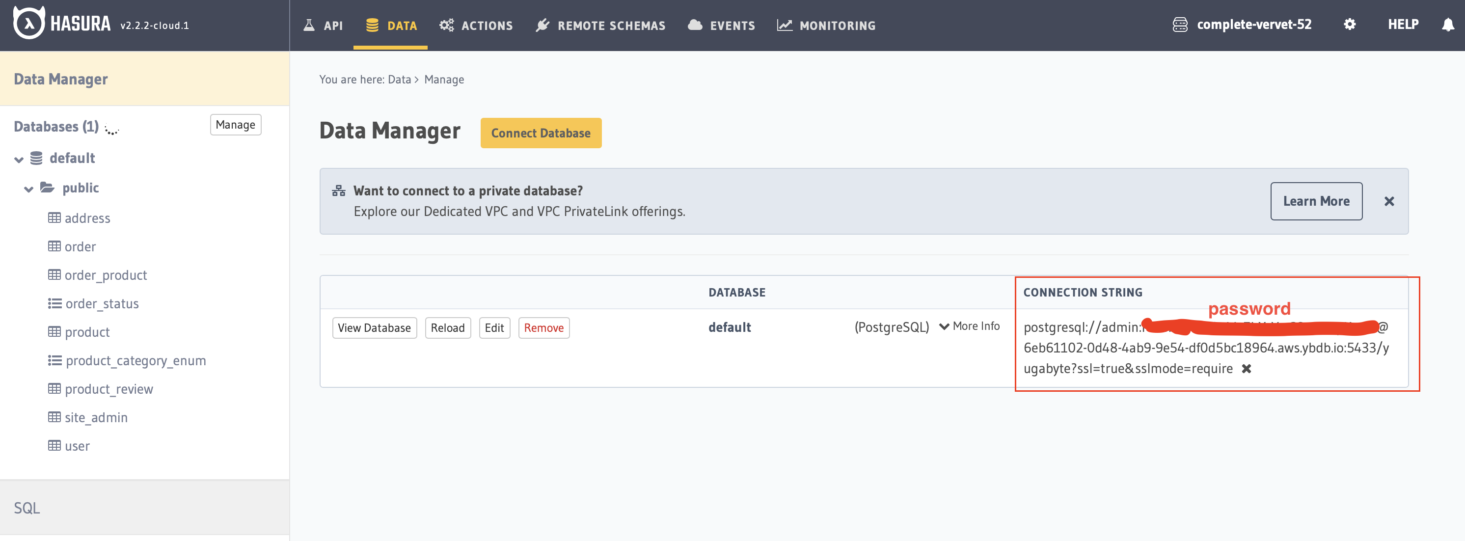 Connect Hasura to Yugabyte Cloud database