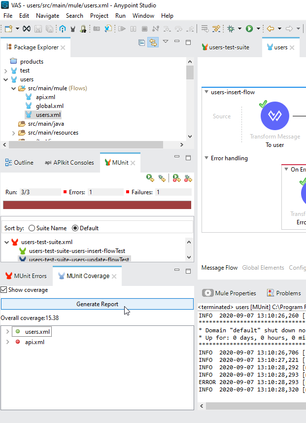 Generate report button
