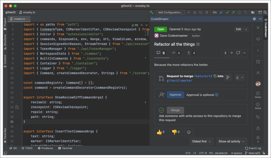 New Relic CodeStream Jetbrains Extension Screenshot