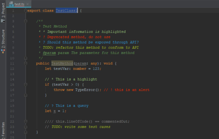 Better Comments Jetbrains Extension Screenshot