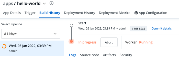 Post-Configuration Build Progress in Devtron