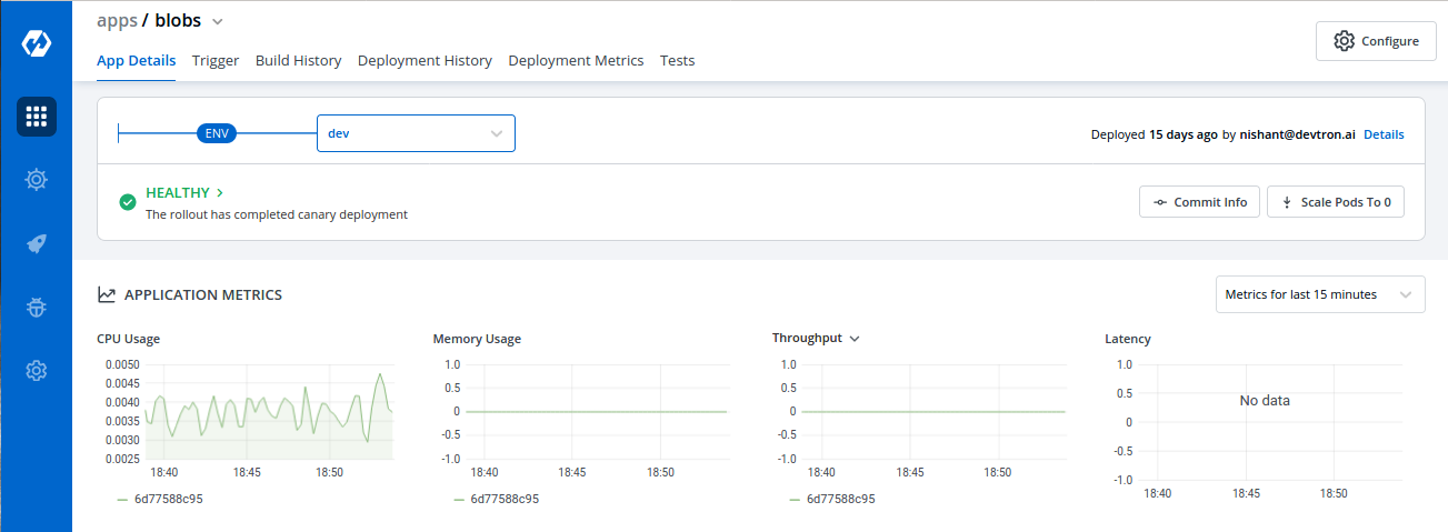 Application Metrics Dashboard in Devtron