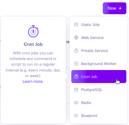 Creating cron job service on Render