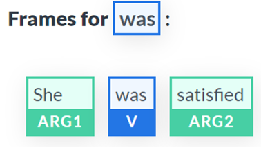 SRL frame for "was" in the sentence "She was satisfied"