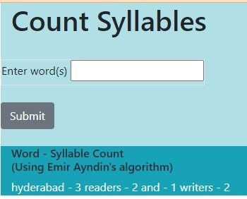 Screenshot of syllable count