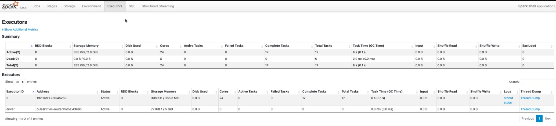 Spark Runtime Metrics