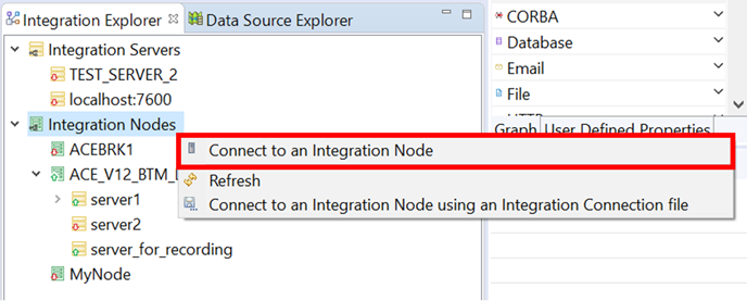 Click Connect to an Integration Node