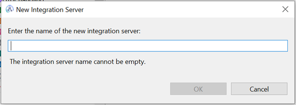 Enter the name of the new integration server