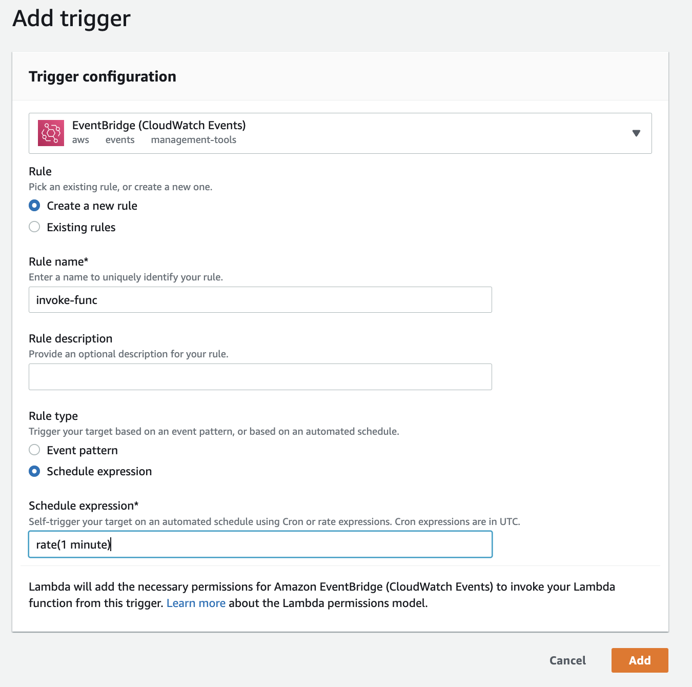 Trigger: CloudWatch Events