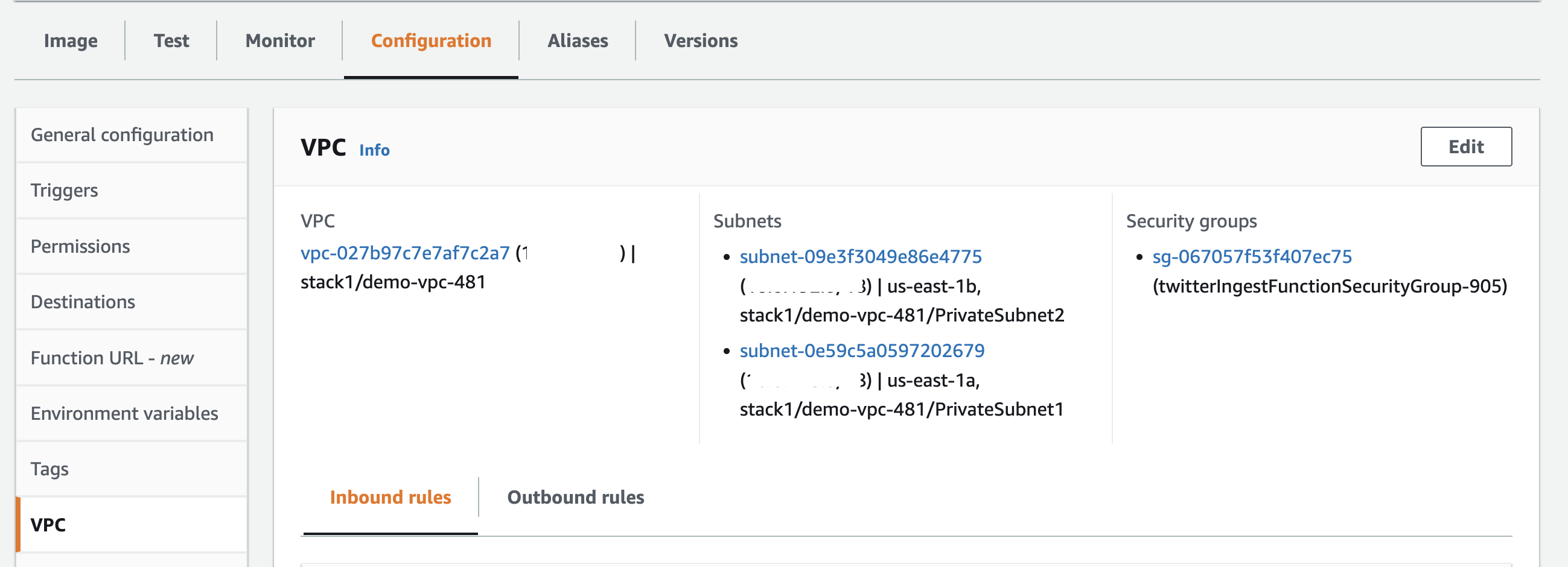 VPC configuration