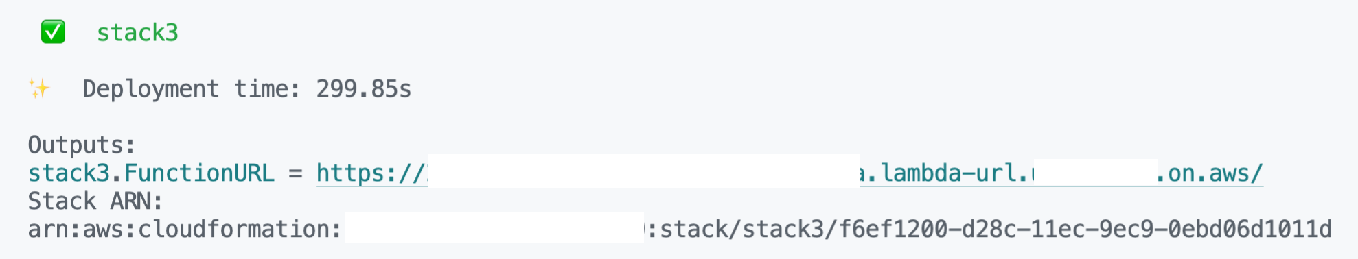 Stack output