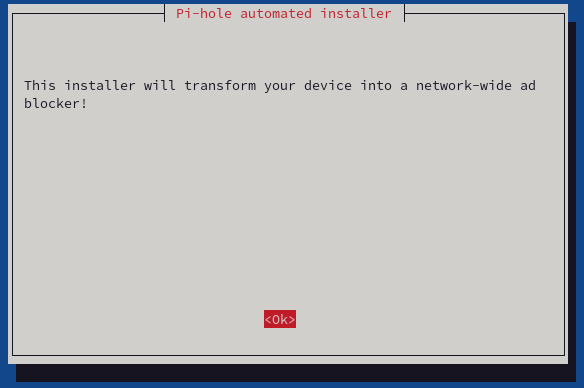 Pi-hole automated installer screen