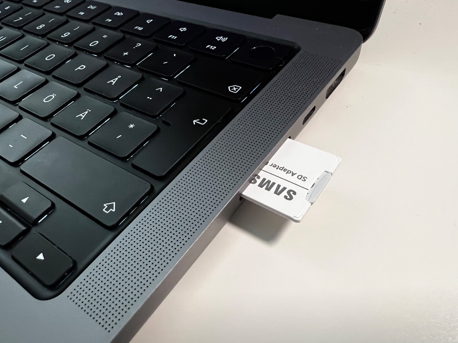 microSD plugged into laptop