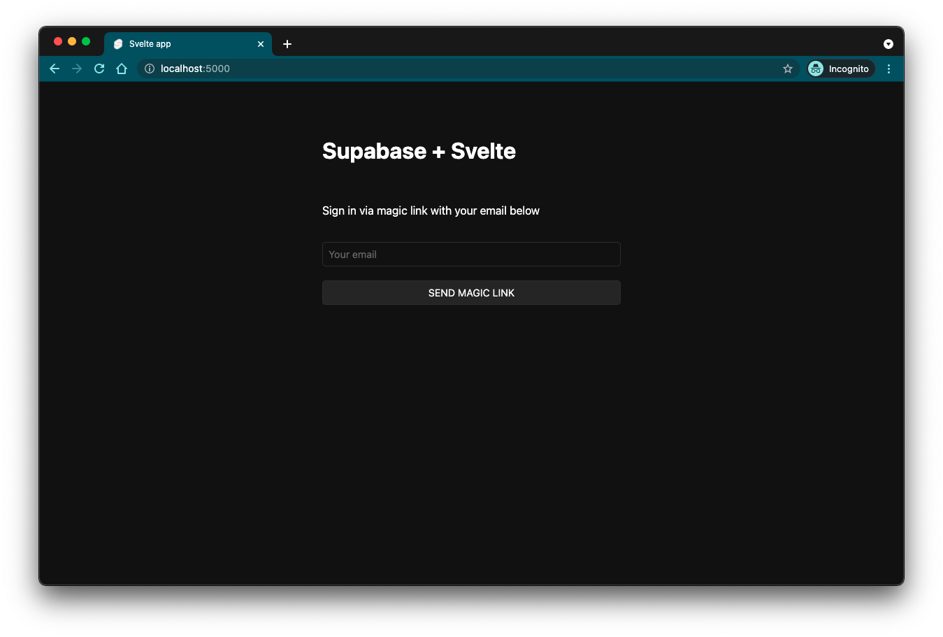 Supabase + Svelt login via magic link