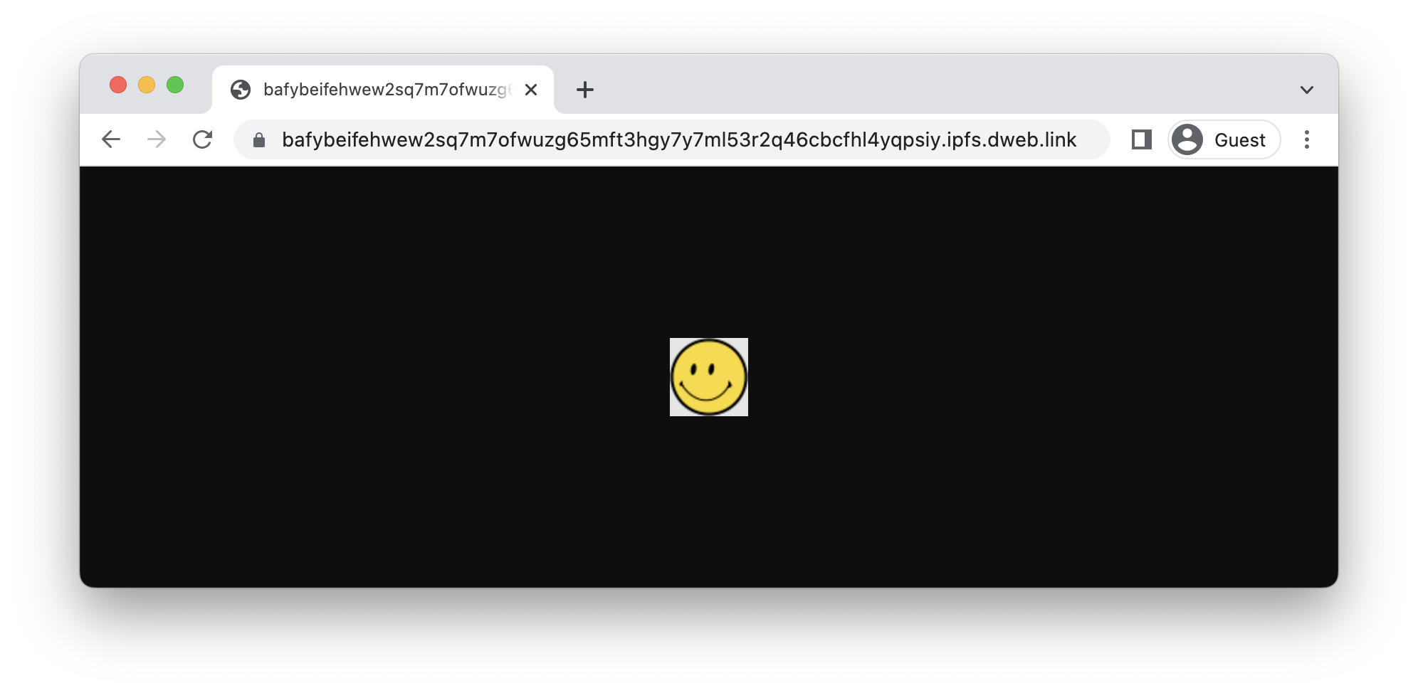 Our simple smiley face NFT as seen on IPFS