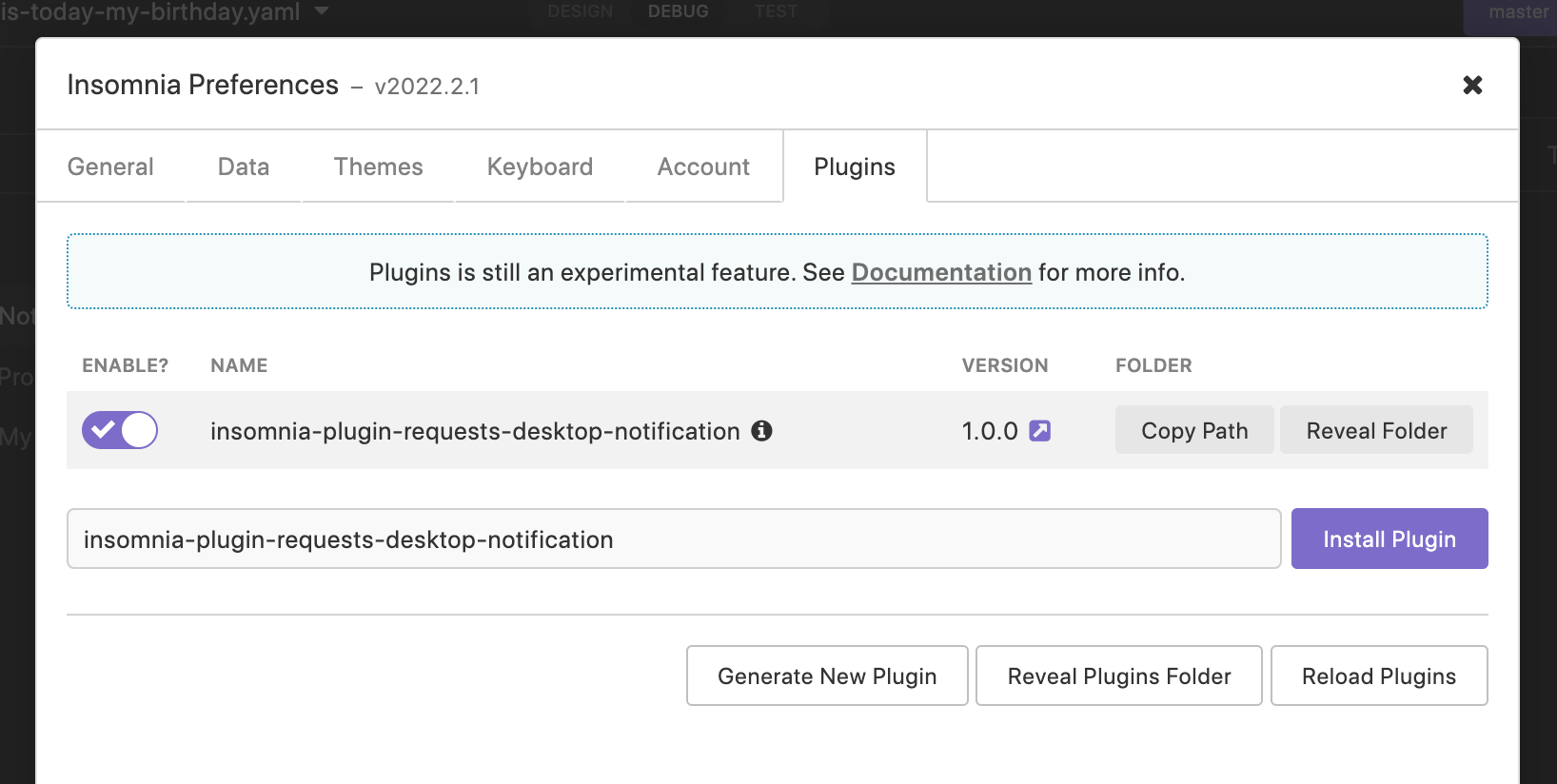Installing the requests-desktop-notification plugin