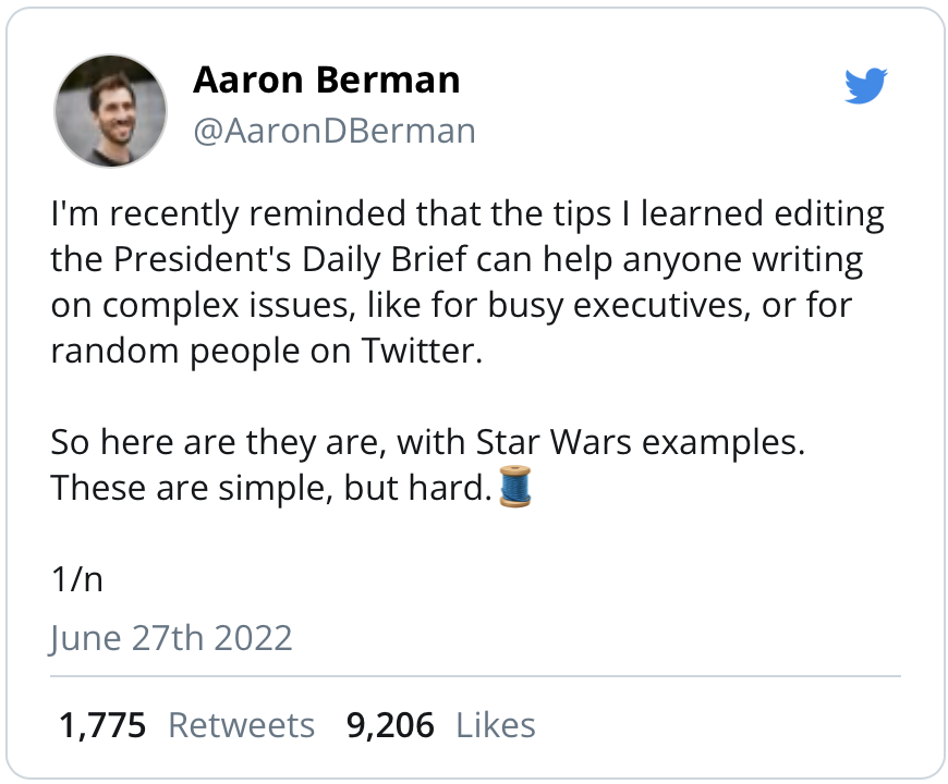 Aaron Berman tweet example