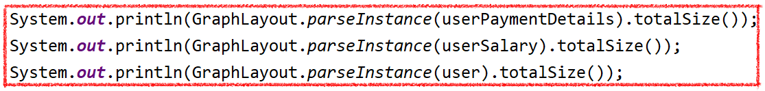 Verification using JOL-core library and print sizes
