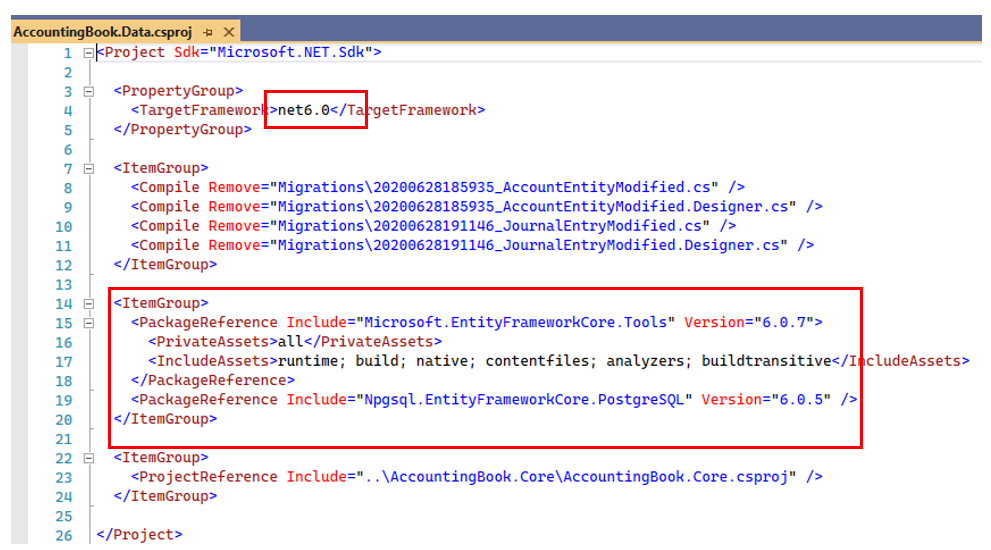 .csproj file after the update