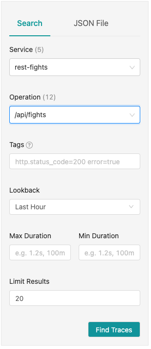 Figure 14: Fill out the Search boxes as indicated in the text for the /api/fights endpoint.