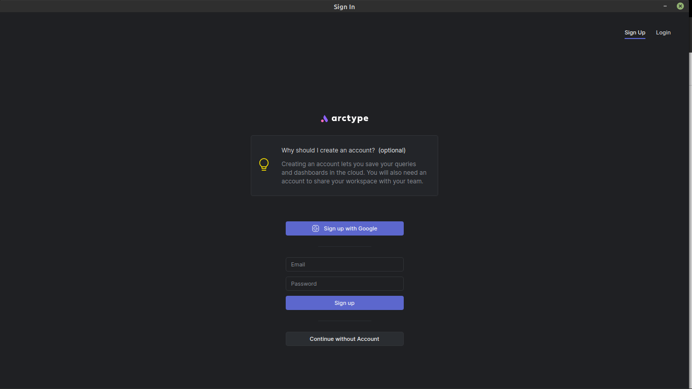 Once the app has been installed, open it and you will be prompted to create an account.