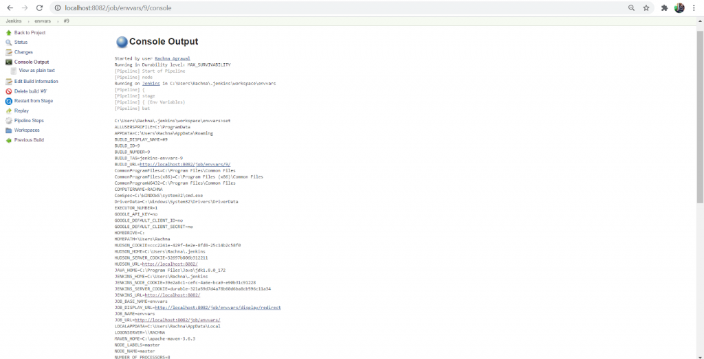 shell command “printenv”