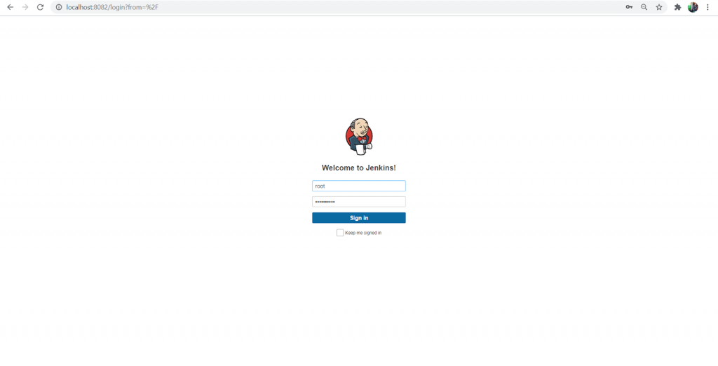 Log in to the Jenkins server with your credentials.