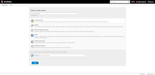 You can provide the name of an existing job if you want this job to be its replica, or you can leave it blank and then click on OK.