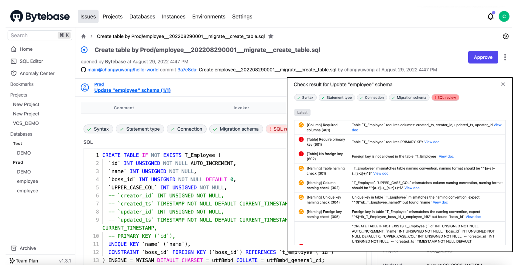  the DBA can perform another sanity check before executing the SQL against the target database.