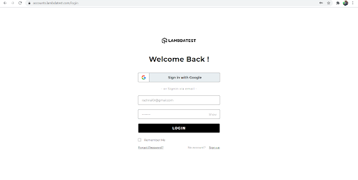 Log in to your LambdaTest account by visiting URL.